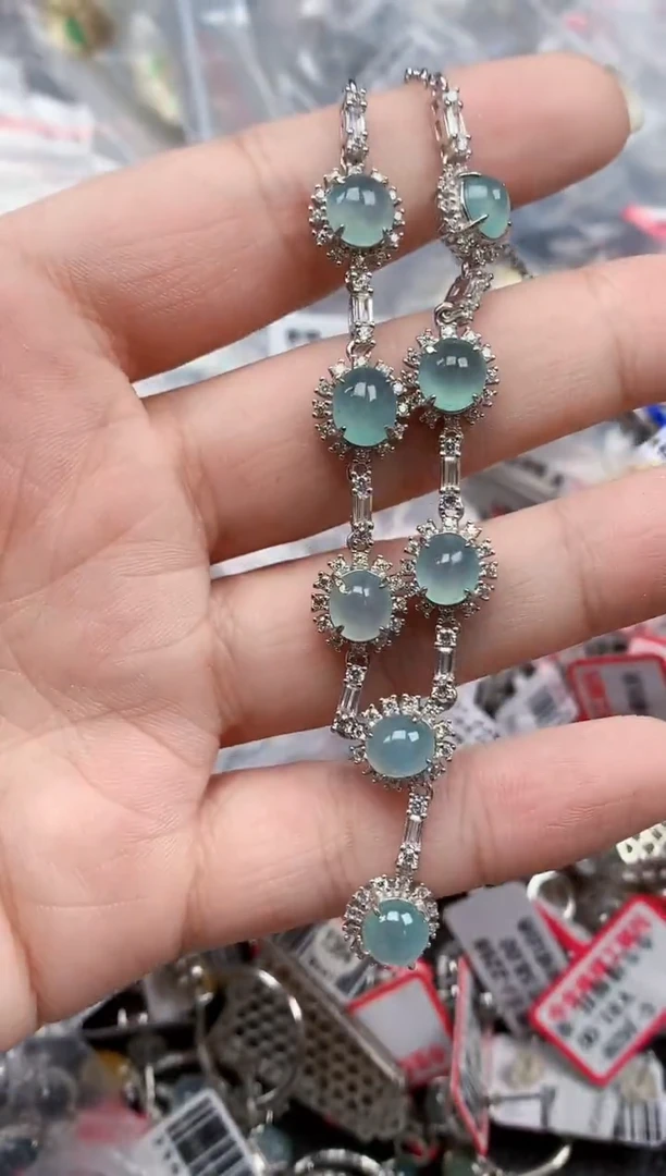 银S925镶嵌戒指翡翠天然A货缅甸翡翠