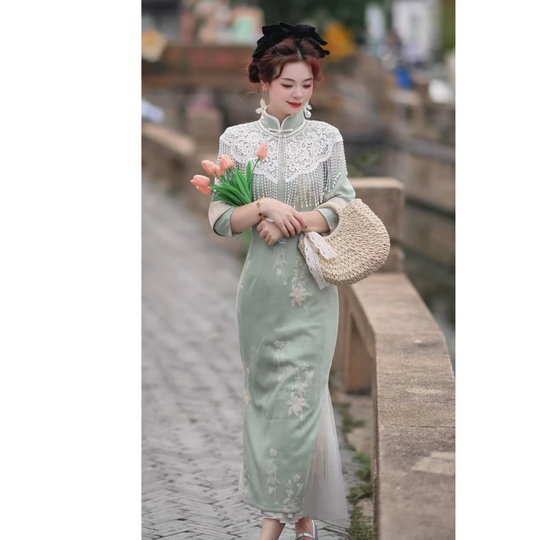 江南春【一叶知秋】秋款新中式文艺少女高端日常旗袍奢华气质