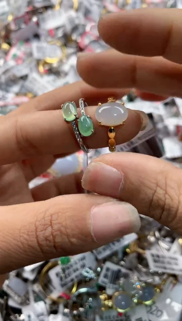 银S925镶嵌戒指翡翠888---9