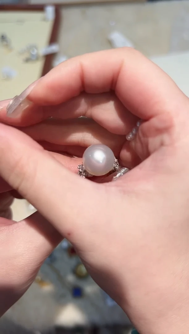 【闪购商品】海水珍珠戒指18K金镶嵌澳白戒指1zzxm