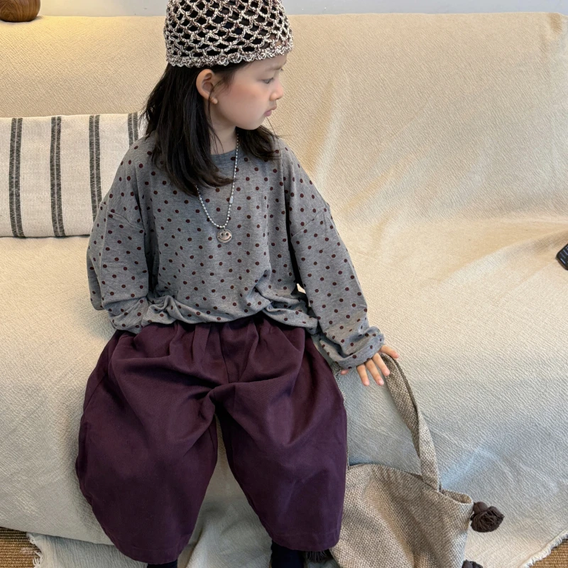 儿童秋款休闲波点T恤FY122