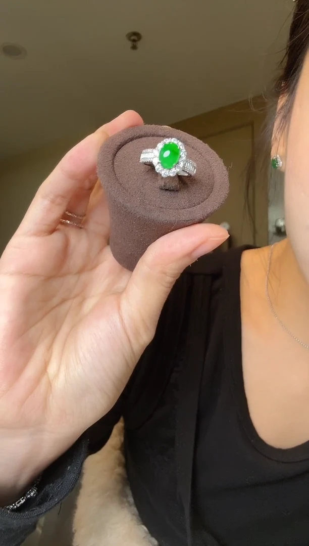 【闪购商品】翡翠戒指银S925镶嵌天然翡翠戒指