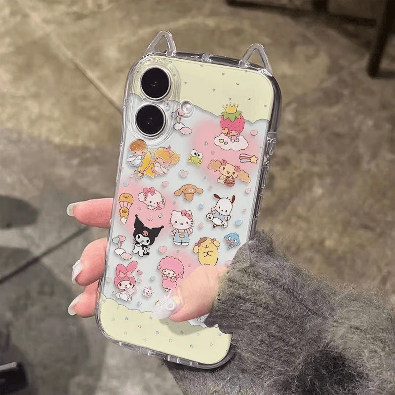 晕染三丽鸥适用苹果16/17promax透明手机壳14plus/15小蛮腰猫耳朵
