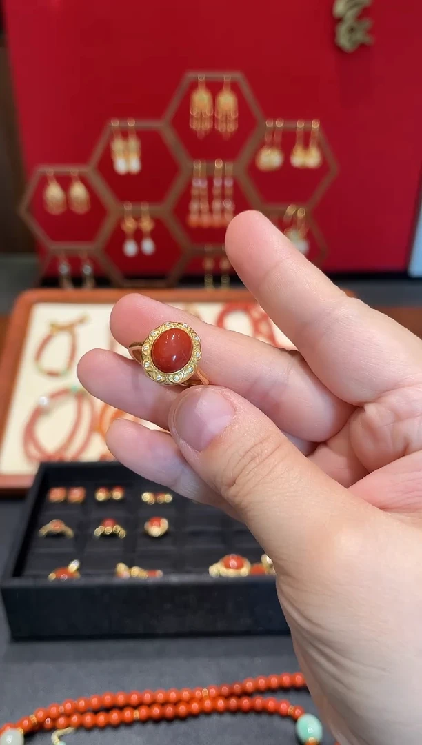 未镶嵌戒指南红玛瑙南红