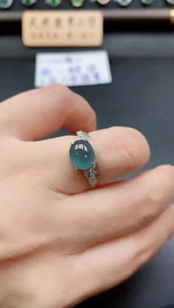 银S925镶嵌戒指翡翠1