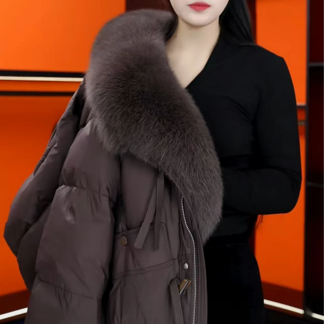 新2025短款冬季新款高端毛领羽绒服女宽松显瘦外套-30