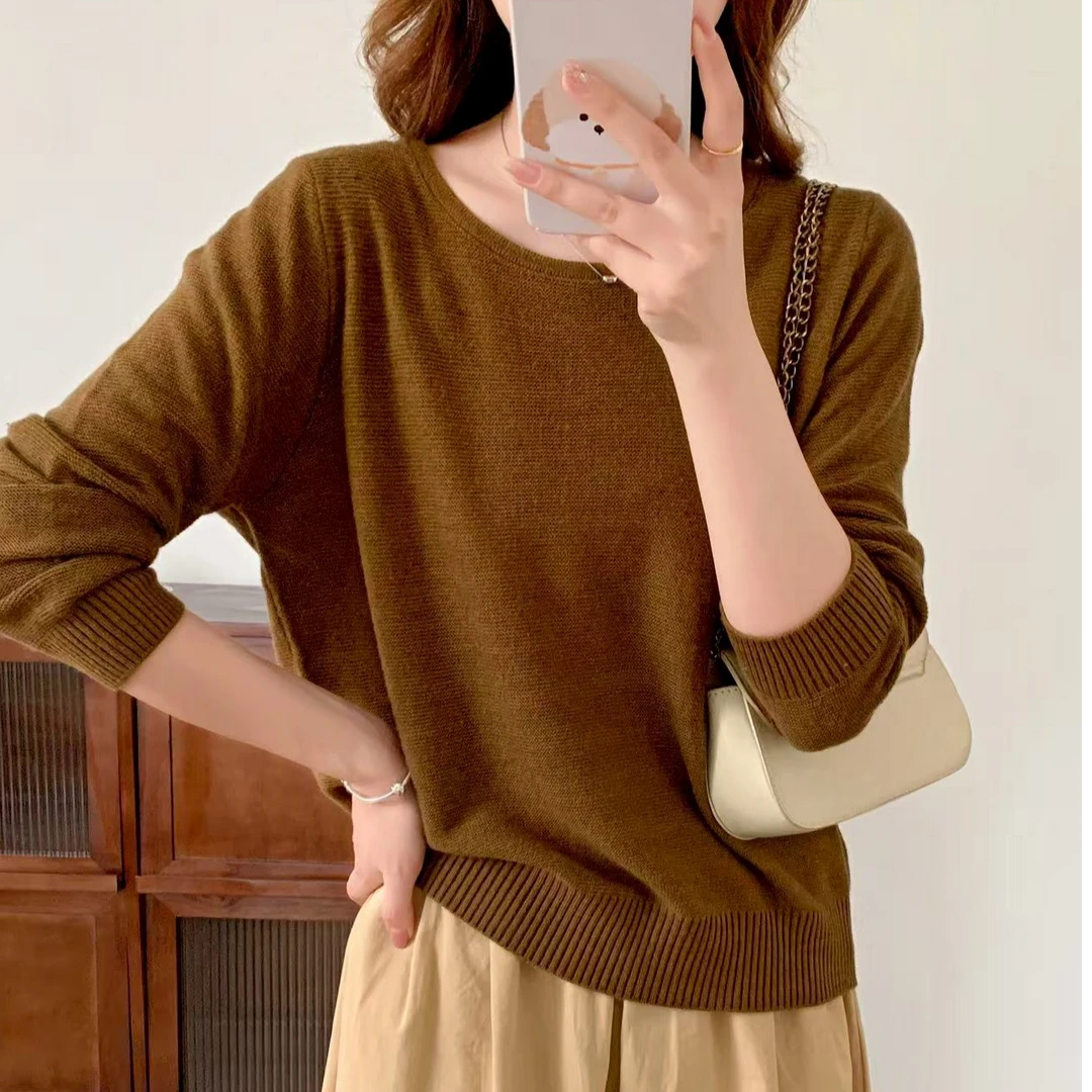 张金家高弹力百搭秋冬款后扣子羊毛衫上衣jj38款