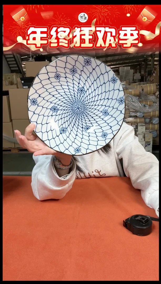 陶瓷8.3英寸大盘-网纹小花单个