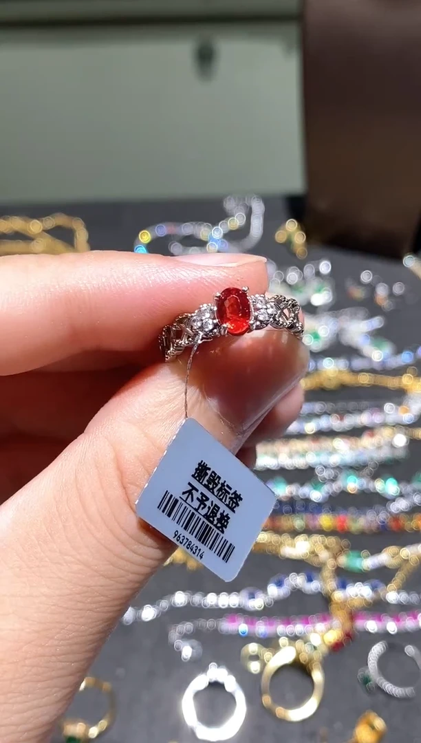 戒指蓝宝石银S925镶嵌戒指