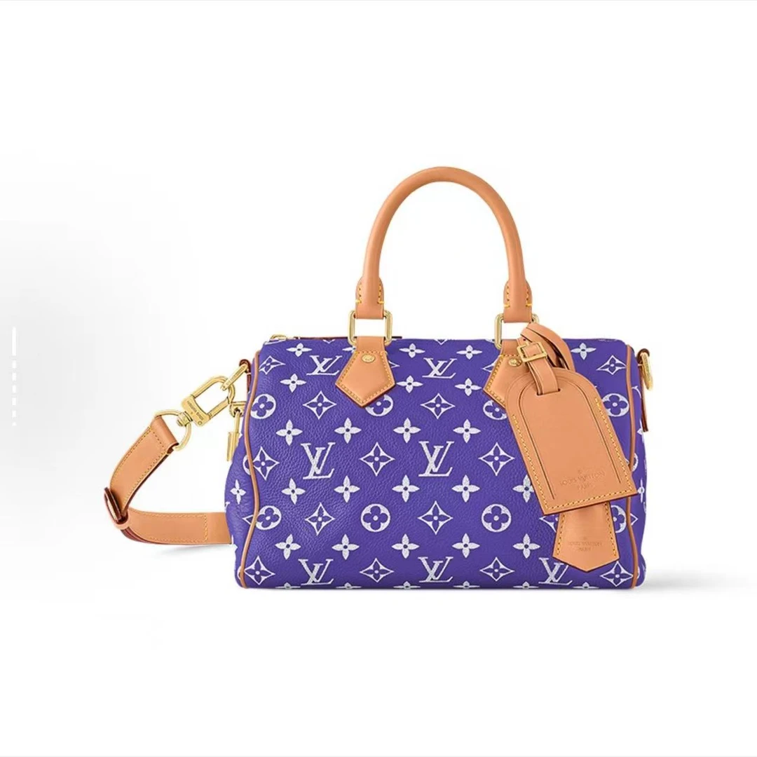 未使用 LouisVuitton/路易威登 Speedy P9紫色25牛皮枕头手提包