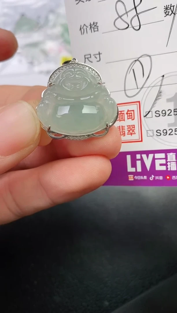 颈饰银S925镶嵌翡翠T*Y挂件