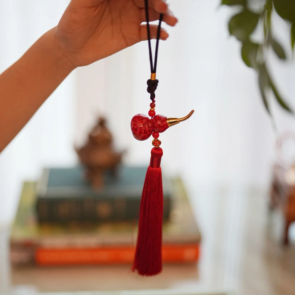 中国结红线大漆葫芦红色T1号 客厅装饰摆件 家用车载装饰挂件