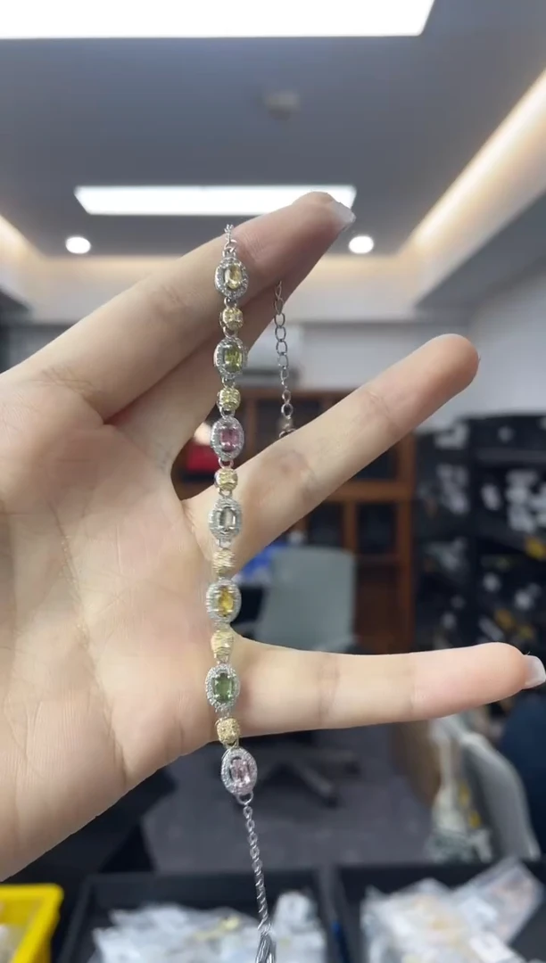 ·银S925镶嵌碧玺多样性一件发货