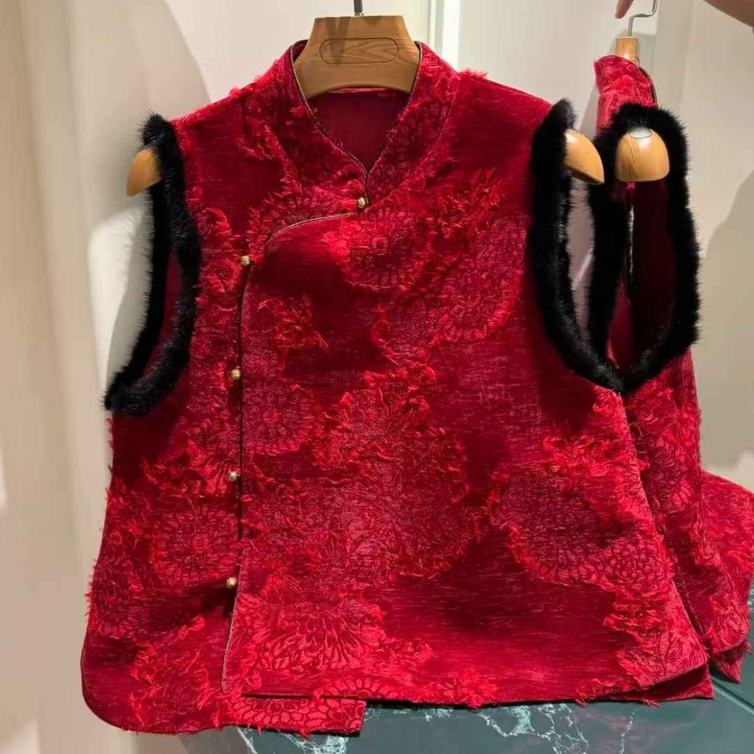 提花工字型款女冬季马夹网红上衣时尚百搭