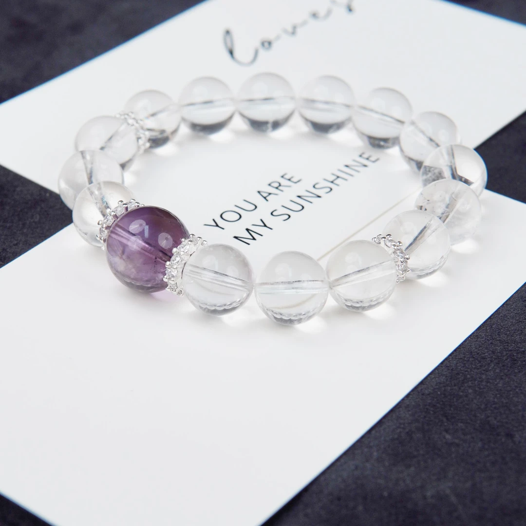 【冰淇淋】紫水晶+白水晶 颜色微差