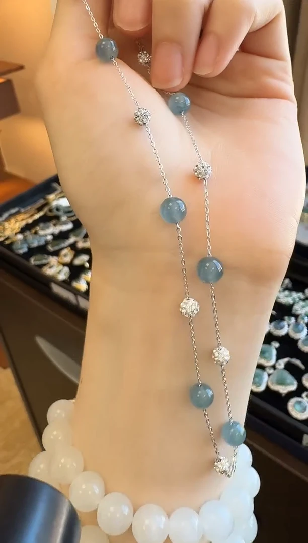 翡翠银S925镶嵌项链银镶