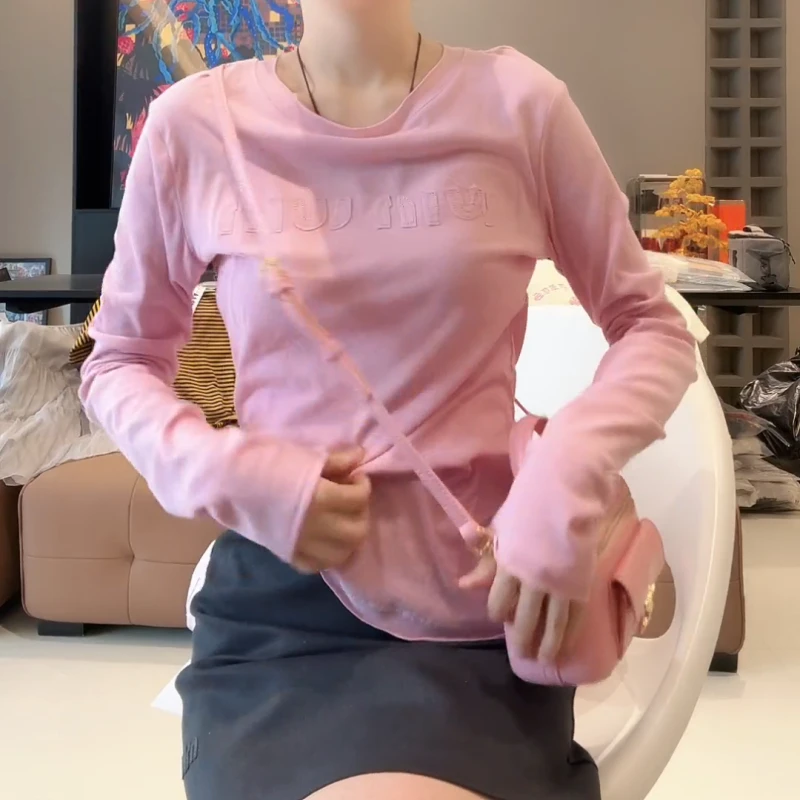 【月光独奏】夏季2025字母长袖简约显瘦休闲圆领打底长袖LK2502741