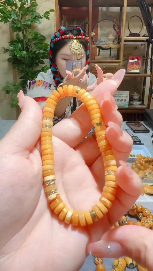 蜜蜡颈饰未镶嵌9750天然蜜蜡珠宝奇石全都保真