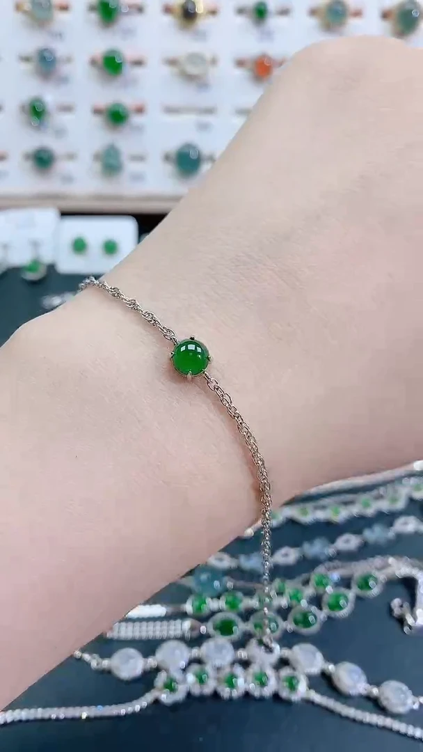 银S925镶嵌手链翡翠天然翡翠