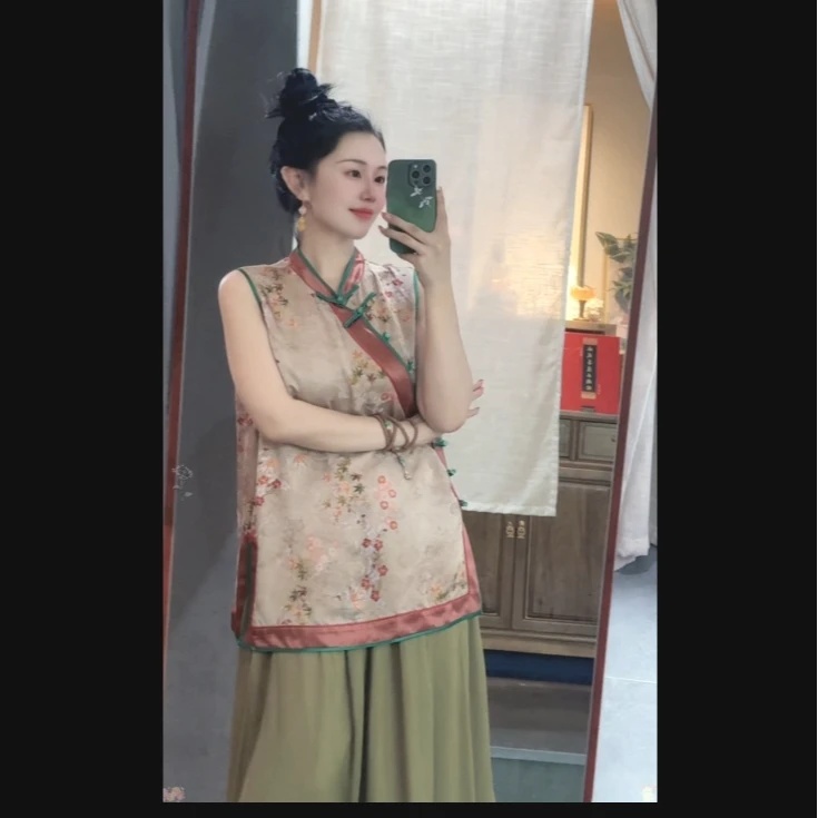 东方喜悦 芳华设计新中式复古提花马甲国风百搭马甲FH-A078