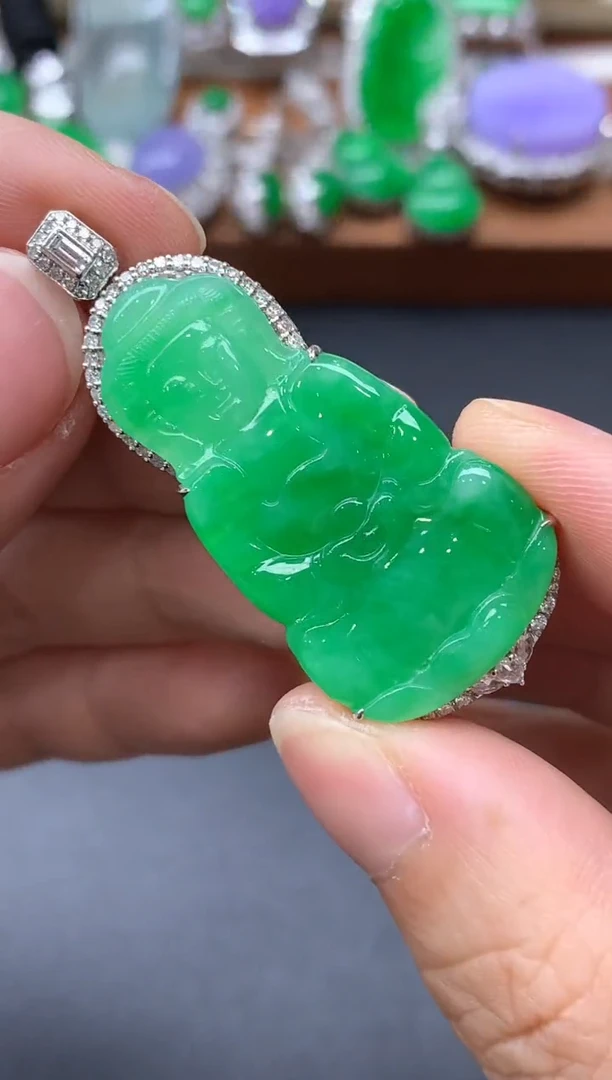 颈饰18K金镶嵌翡翠476国好珍宝