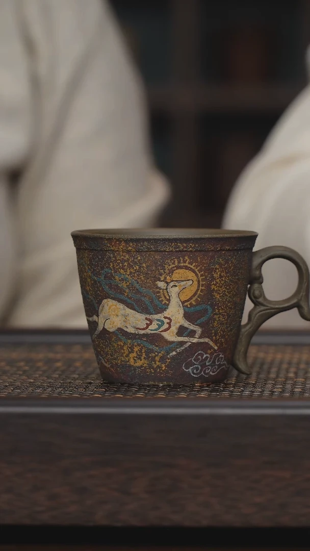 【闪购商品】紫砂茶杯非遗茶器-九色鹿手把
