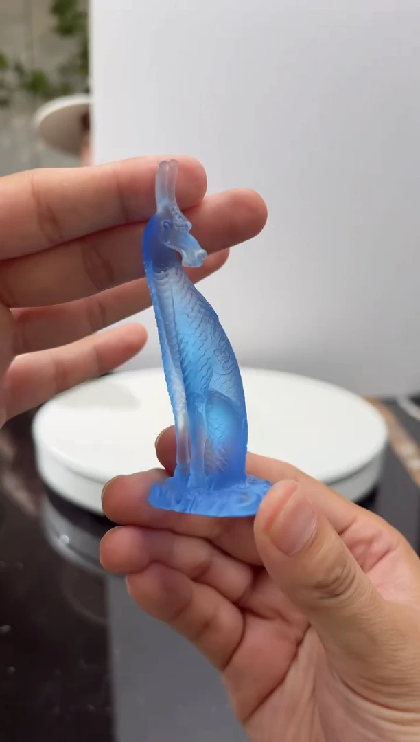 摆件璨石美学天青色麒麟香插摆件