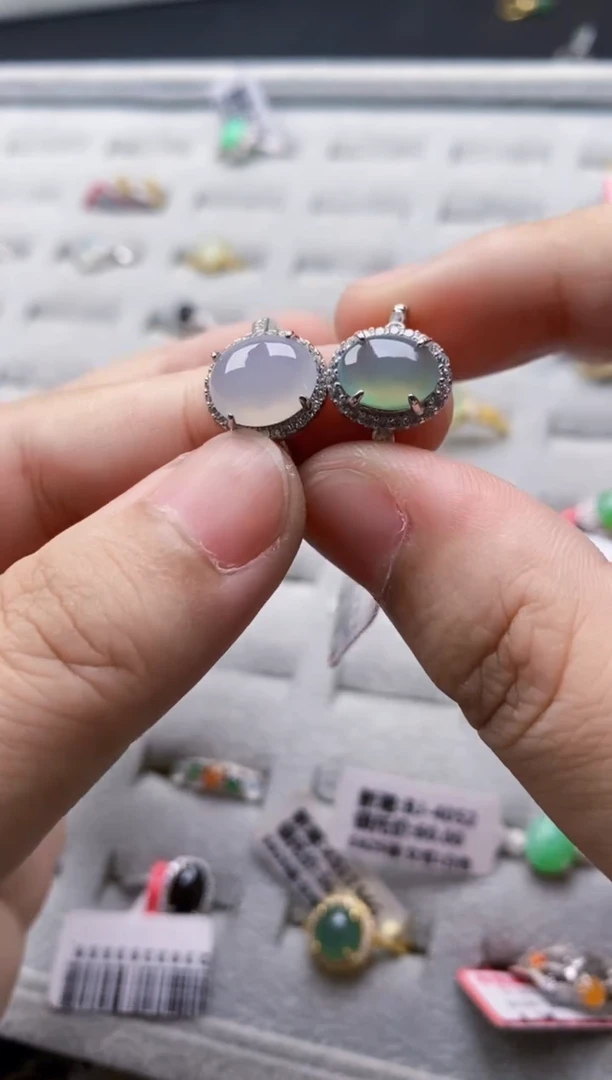 翡翠戒指银S925镶嵌88888---9