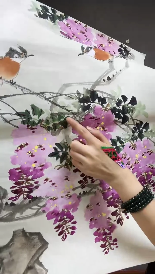 国画下播福利《紫气东来》手绘国画