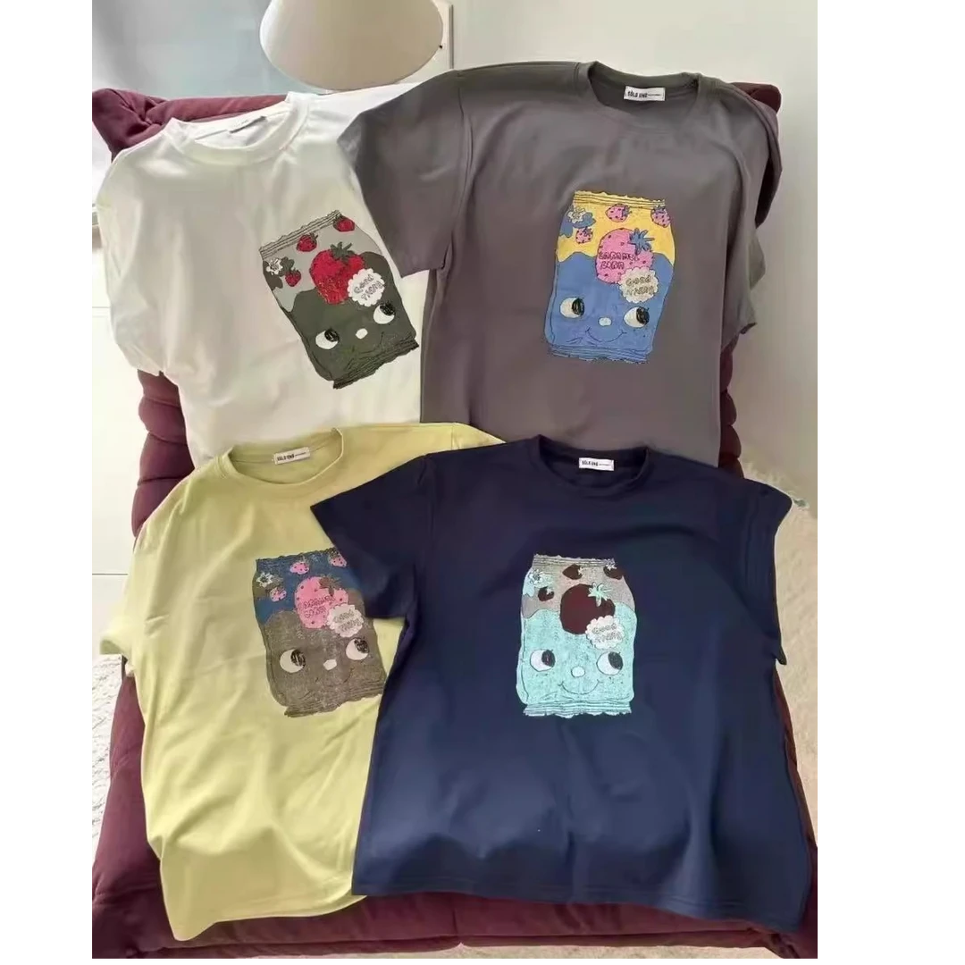 现货！韩国东大门代购solo uno2025春新圆领百搭卡通印花短袖T恤