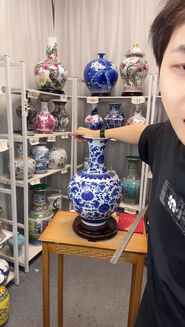 摆件景德镇青花大赏瓶高43