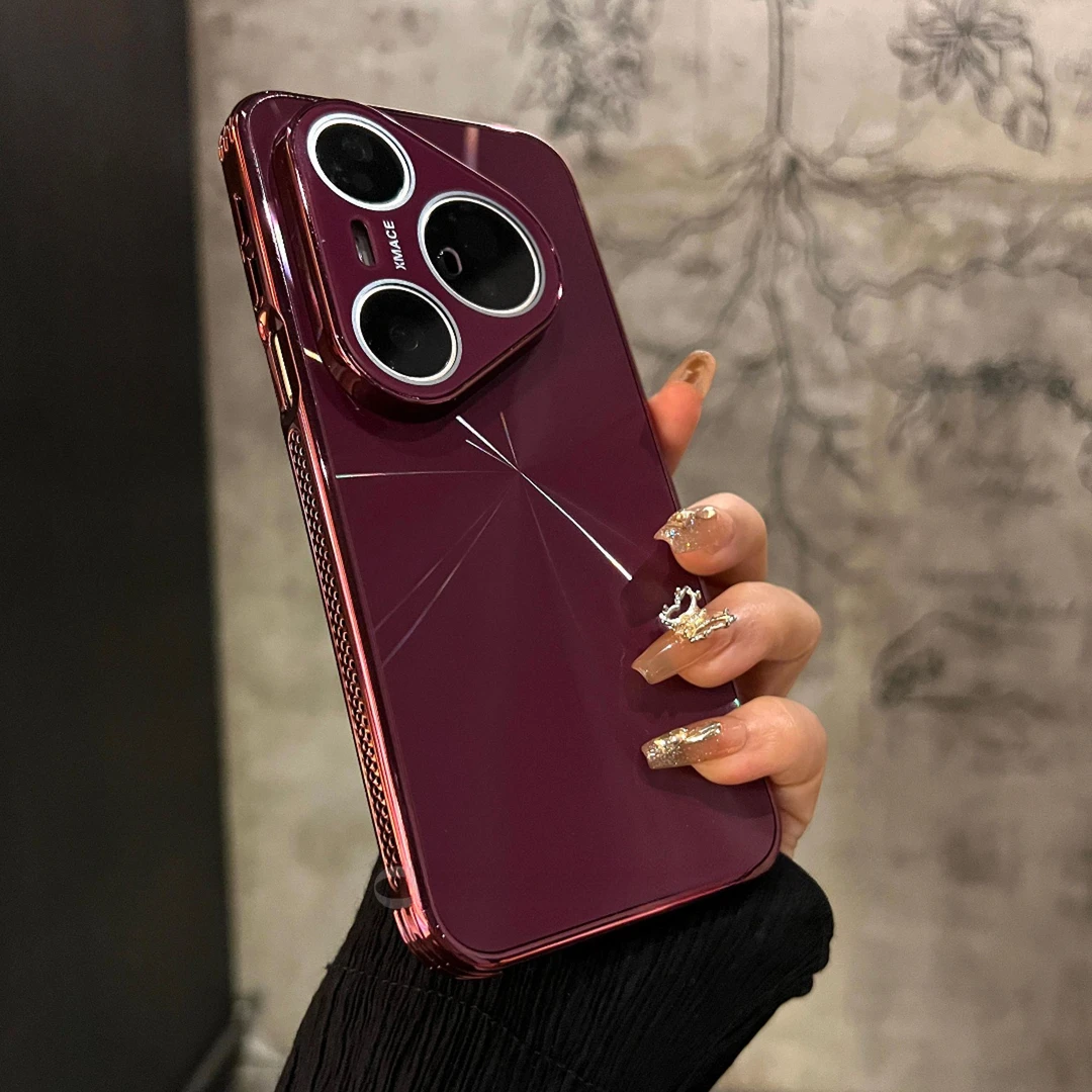 适用华为Pura80/P80Pro+极光CD纹电镀P80Ultra镜头全包防摔手机壳