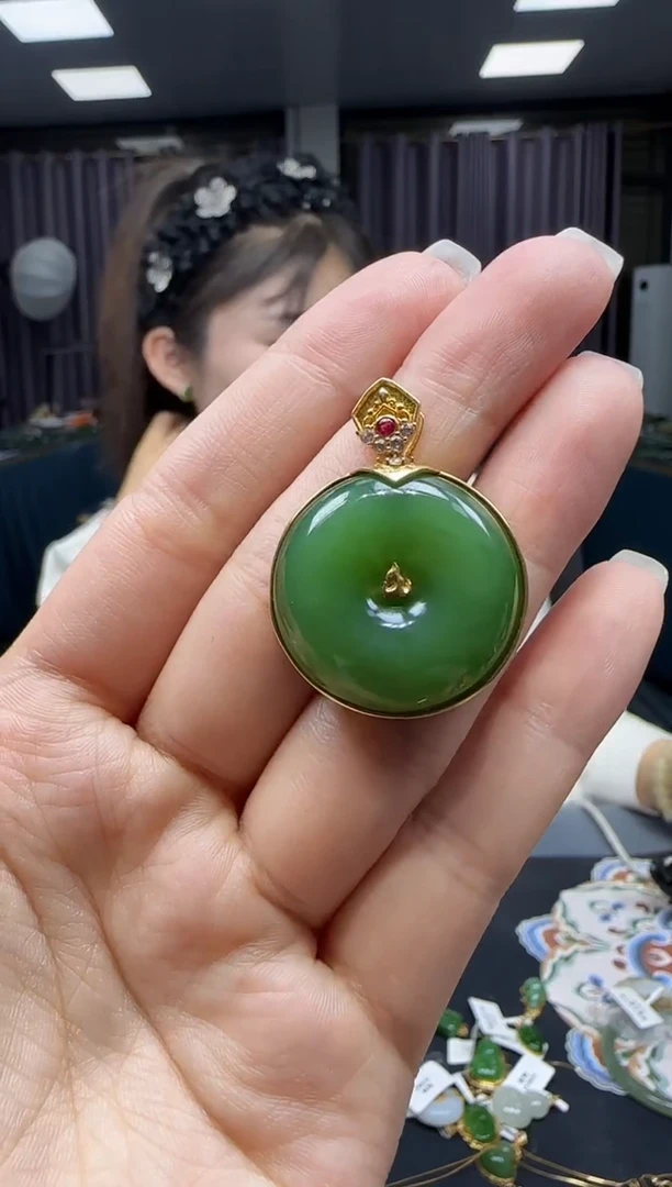 和田玉银S925镶嵌挂件1