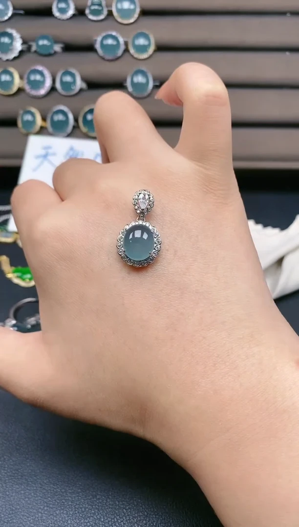 翡翠戒指银S925镶嵌54545