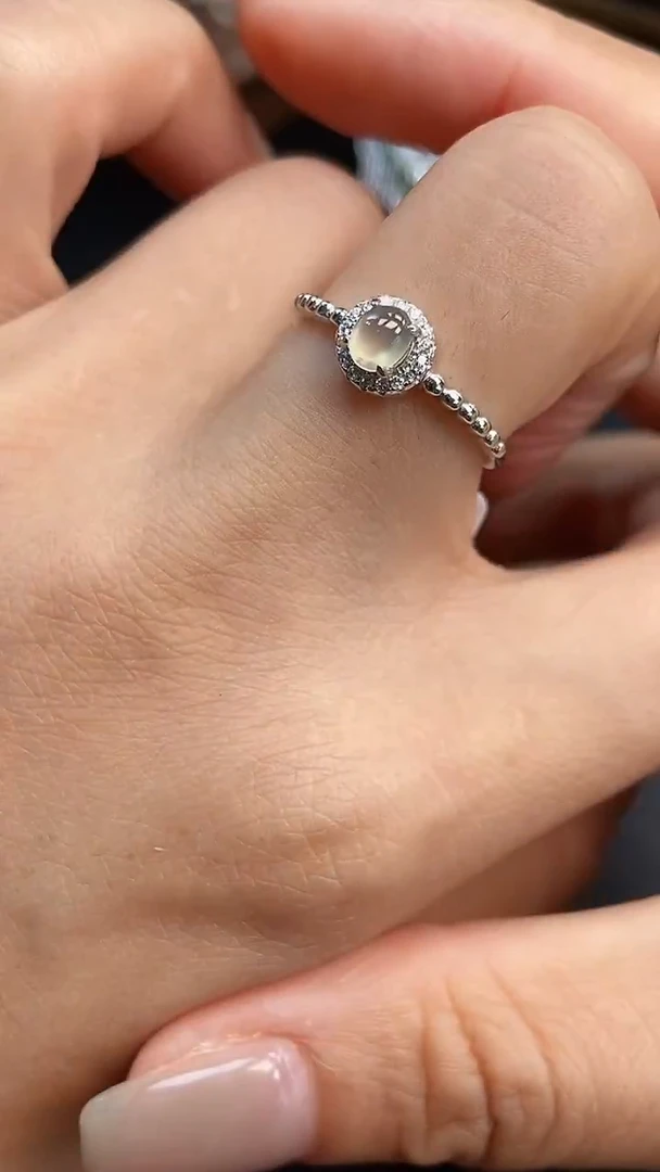 银S925镶嵌戒指翡翠7353