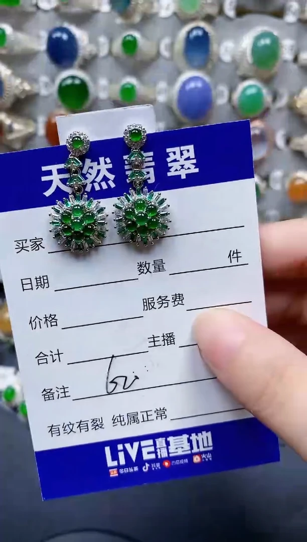 翡翠银S925镶嵌耳饰620