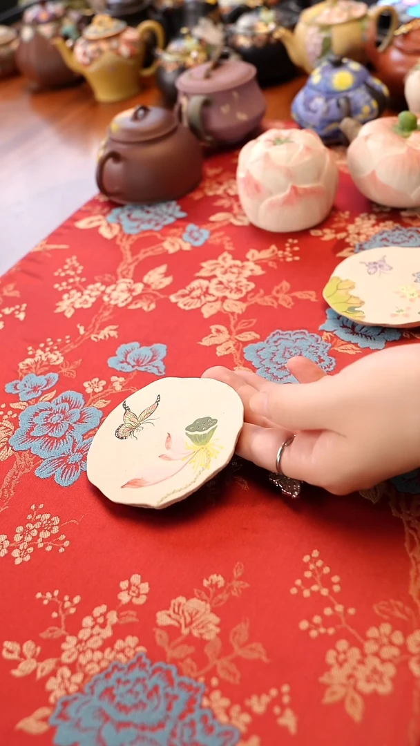 单蝴蝶杯垫宜兴紫砂