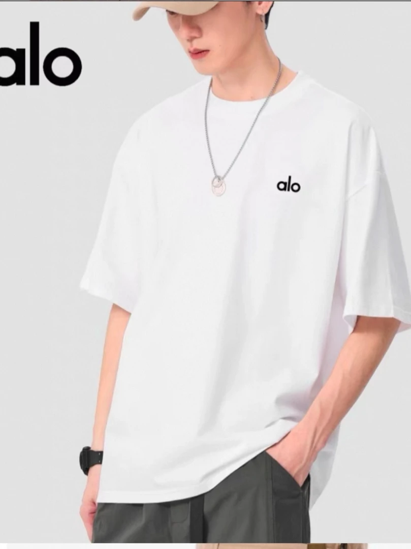 断码凉感T恤百搭夏季舒适男士宽松透气刺绣潮流上衣alo短袖背心