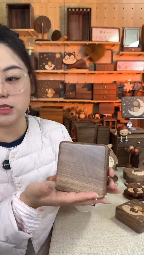 木北美黑胡桃单层素面首饰盒