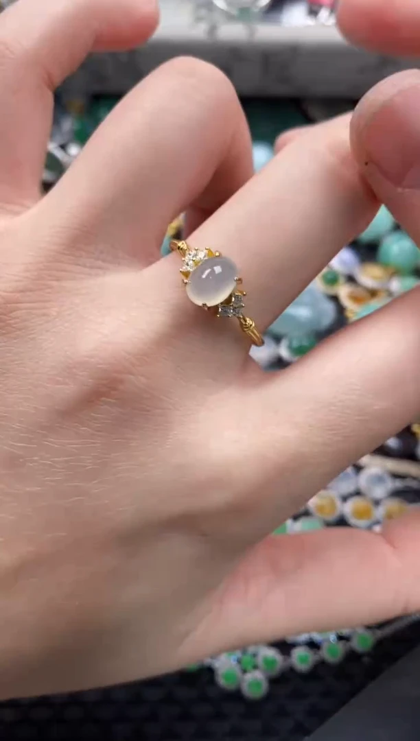 银S925镶嵌戒指翡翠555              9