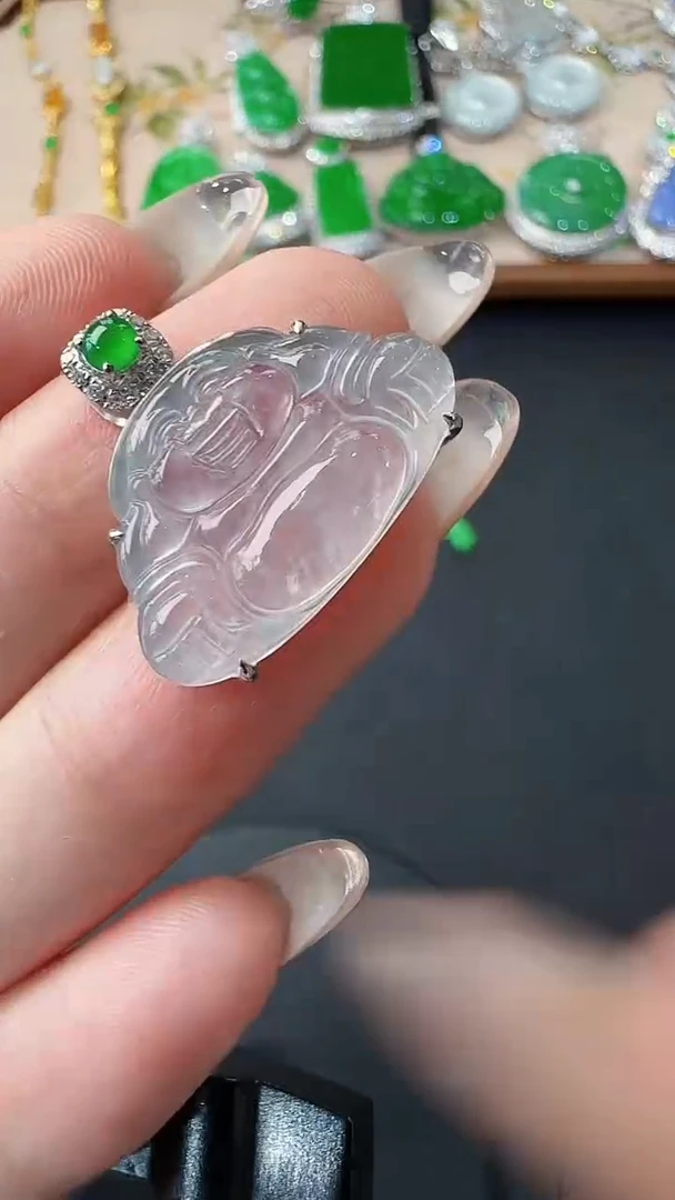 翡翠18K金镶嵌吊坠(不含链)6