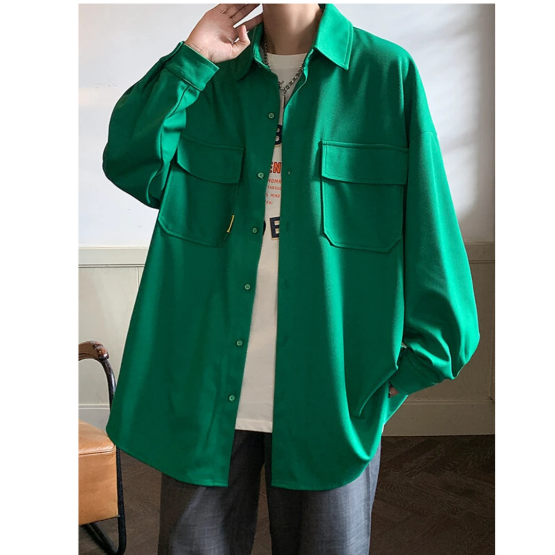 L12-19-W661春季青少年韩版潮流工装外套多口袋衬衫