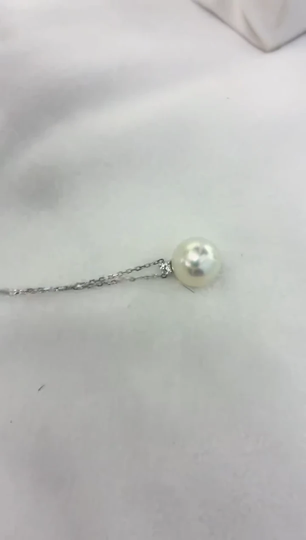 颈饰18K金镶嵌海水珍珠澳白王妃吊坠11-12（赠送银链子