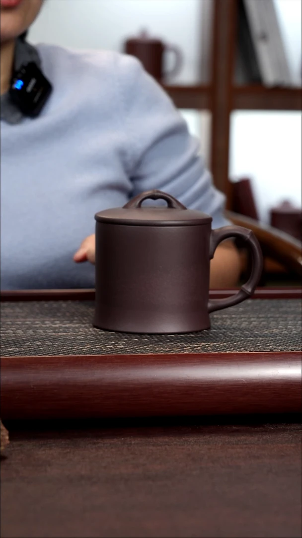 茶杯紫砂封釉紫罗兰竹节杯无礼盒