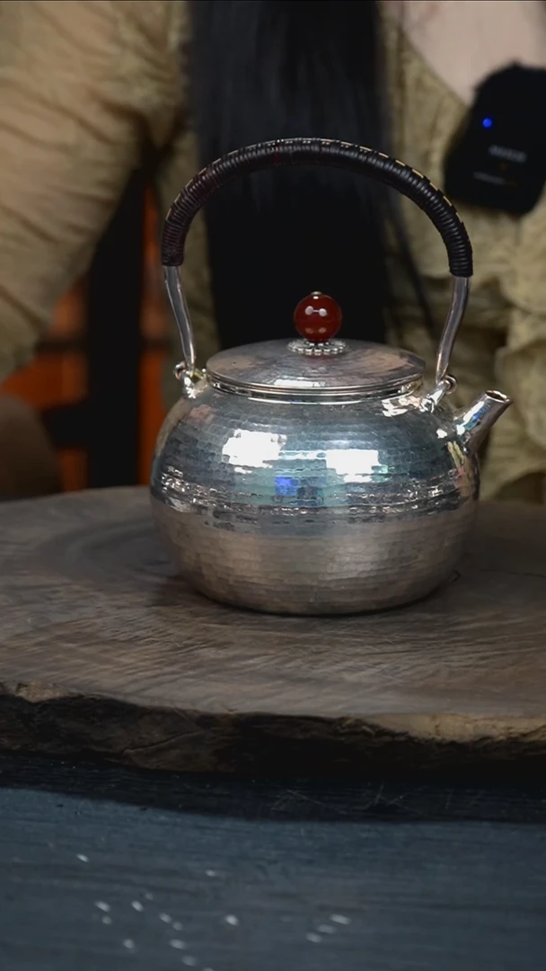 手工素面提梁银壶999