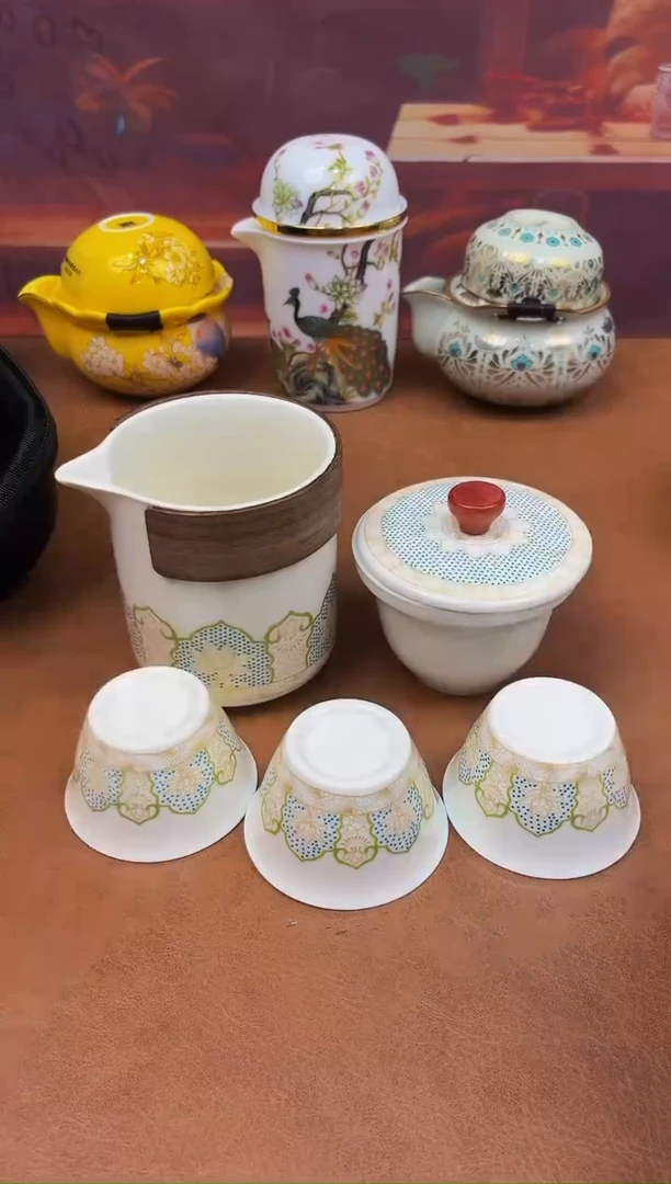 陶瓷茶具摆件旅行套组