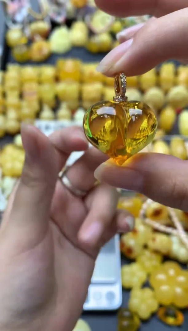 银S925镶嵌琥珀珠宝奇石131琥珀蜜蜡微瑕