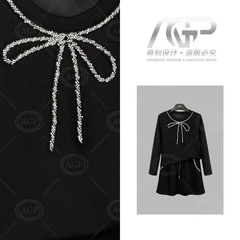 AGP-T103<蝴蝶系列>设计师款|宽松版秋季长袖短裙休闲V领