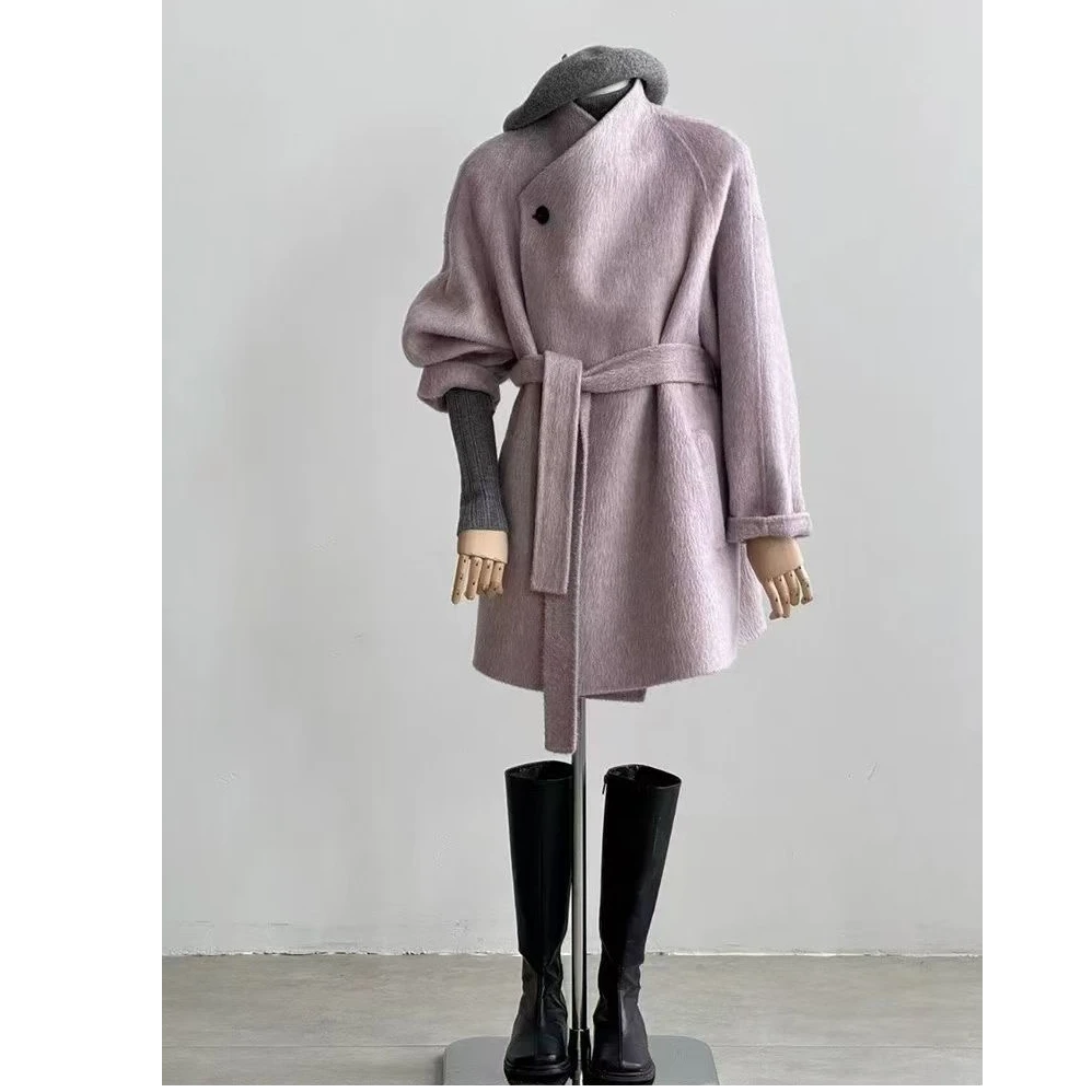 2025年新款羊毛大衣国风时尚休闲韩版慵懒风中长款大衣