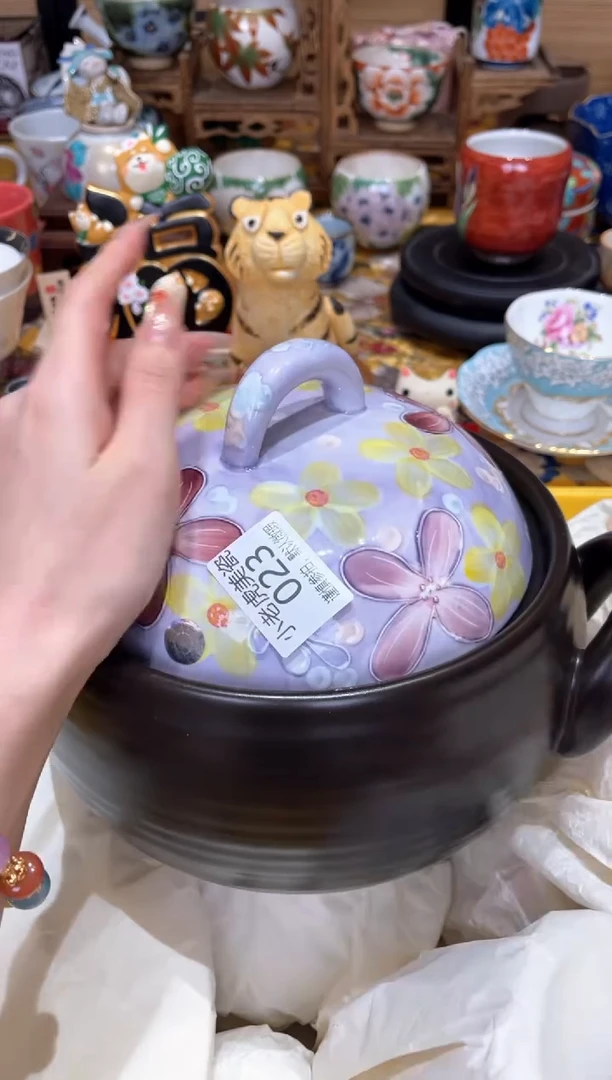 【闪购商品】瓷片『美丽可爱小老虎』濑户烧3L球斧砂锅